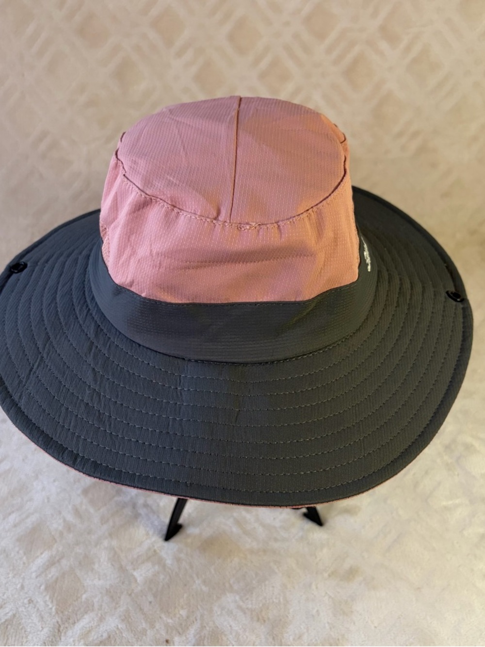 SunShade Kids Wide Brim Sun Hat Pink Gray Boonie Outdoor Fishing Hiking